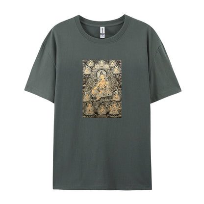 Buddhist Art T-Shirt  Golden Buddha Design  Spiritual Meditation Clothing  Unique Religious Graphic Tee  Men Women Unisex Fit  Comfortable Casual Wear  Traditional Zen Buddhism Apparel