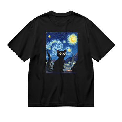 Black Cat Starry Night T-Shirt