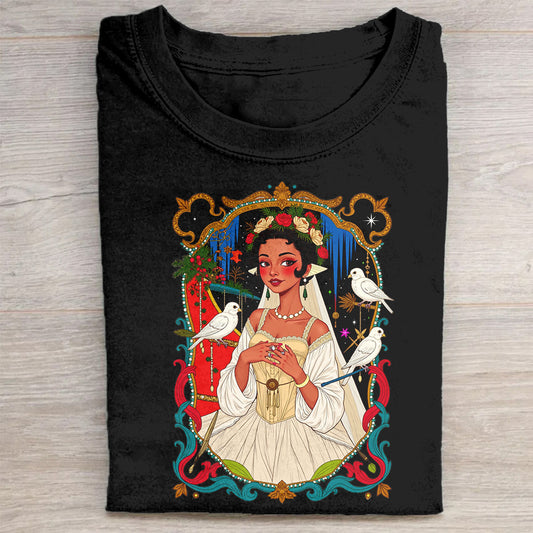 Girl feeding pigeons T-Shirt