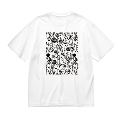 Black and White Floral Pattern T-Shirt