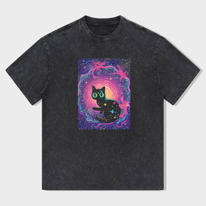 Cosmic Cat Dreamy Galaxy Print Unisex T-Shirt