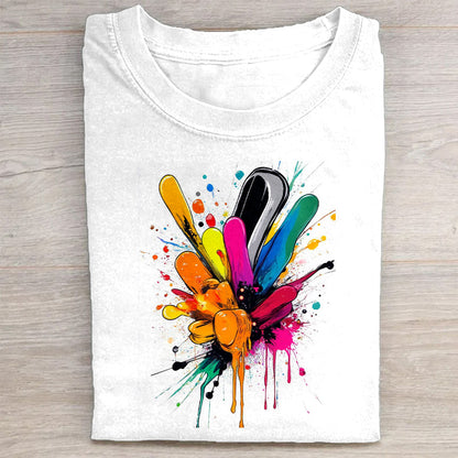 Colorful Paint Splash Graphic T-Shirt