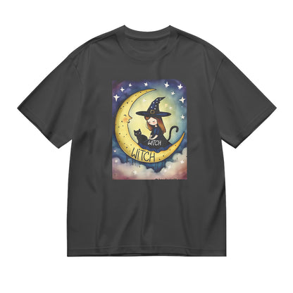 Cute Witch Moon Graphic T-Shirt