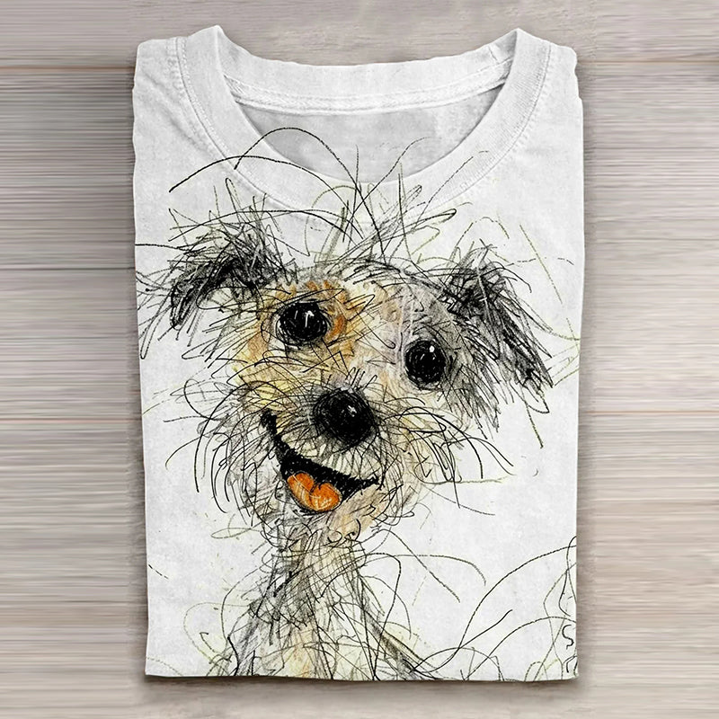 Cute Dog Art Print Casaul T-Shirt