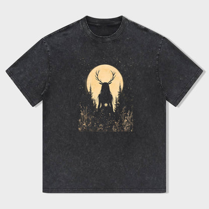 Deer Silhouette Moon Graphic T-Shirt