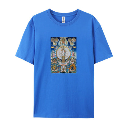 Buddhist Thangka Art T-Shirt for Men Women - Tibetan Mandala Design - Spiritual Meditation Clothing - Comfortable Casual Tee - Unique Gift Idea