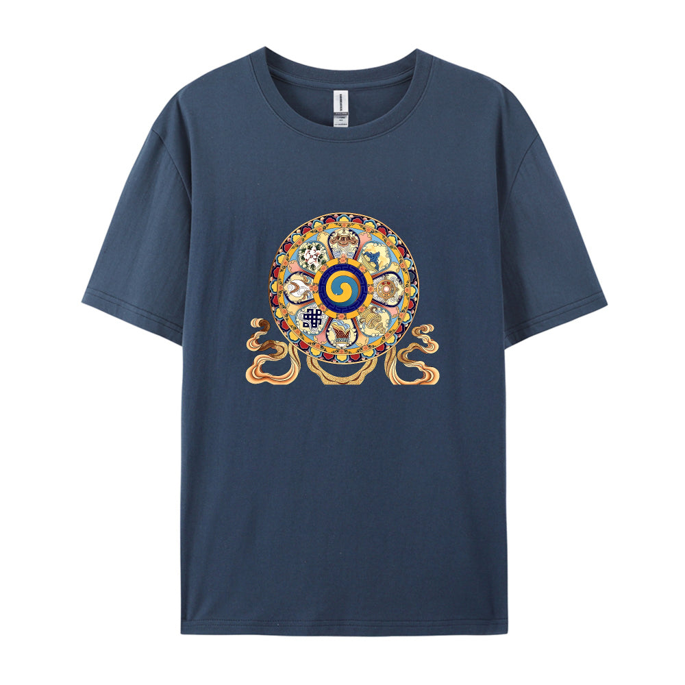 Mandala Design T-Shirt for Men Women - Colorful Buddhist Art Graphic Tee - Spiritual Yoga Meditation Clothing - Unique Cultural Symbol Print Top - Comfortable Casual Daily Wear Shirt