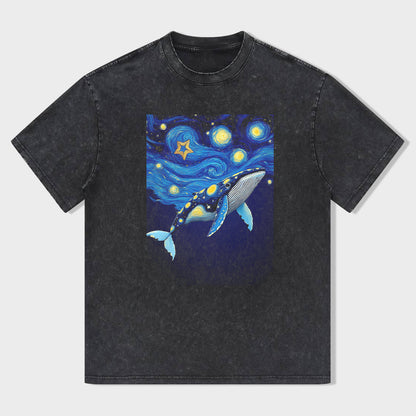 Whale and Stars Night Sky Graphic T-Shirt