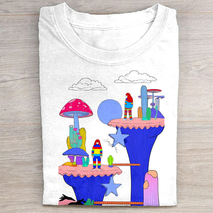 Colorful Fantasy Castle Graphic T-Shirt