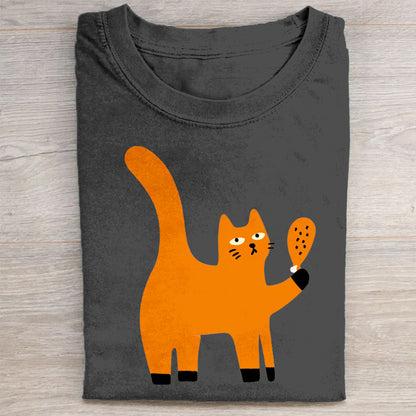 Cute Orange Cat with Ice Cream Graphic T-Shirt