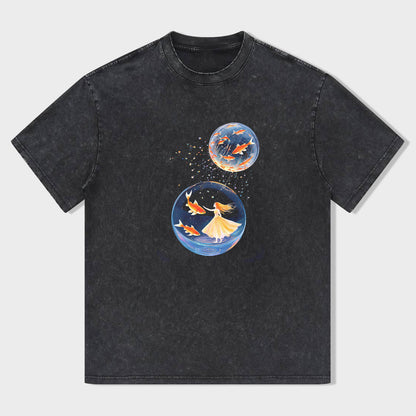Unisex Oversized T-Shirt with Space Dance Graphic Design - Comfortable Casual Tee