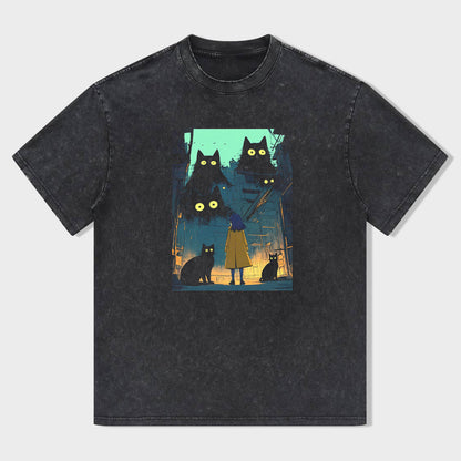 Cute Cat Illustration Graphic T-Shirt