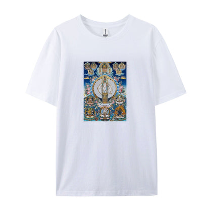 Buddhist Thangka Art T-Shirt for Men Women - Tibetan Mandala Design - Spiritual Meditation Clothing - Comfortable Casual Tee - Unique Gift Idea