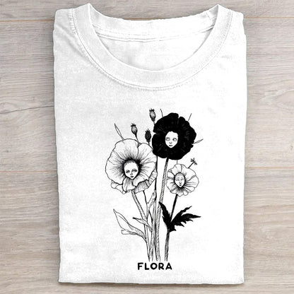 Floral Design Graphic Print Women's Casual T-Shirt