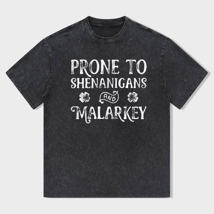 Retro St. Patrick's Day Prone to Shenanigans and Malarkey Unisex T-Shirt - heygraff