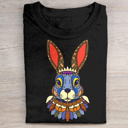 Colorful Tribal Rabbit Graphic T-Shirt
