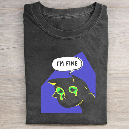 I'm Fine Cat Graphic T-Shirt