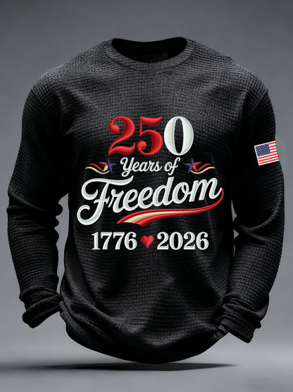 250th Anniversary Waffle Print Casual T-Shirt For Men