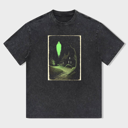 Glowing Ghost House Graphic T-Shirt