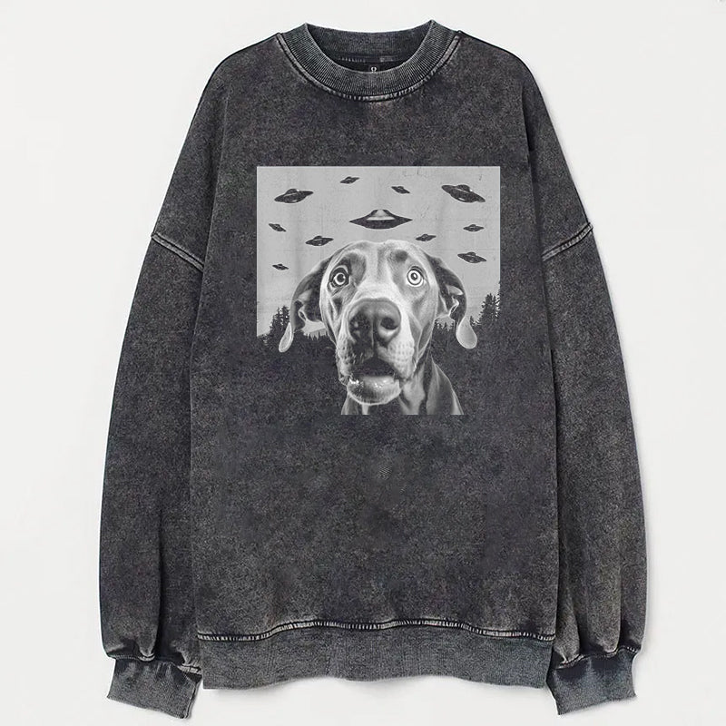 Funny alien UFO takes selfie with dog shirt - heygraff