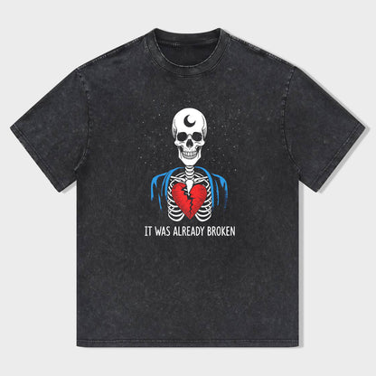 Broken Heart Skeleton Graphic T-Shirt