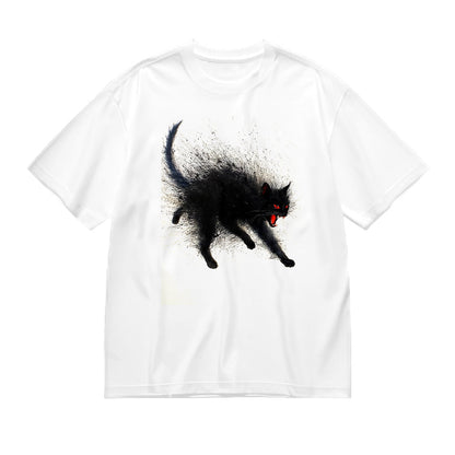 Black Cat Graphic Print Men's Casual T-Shirt
