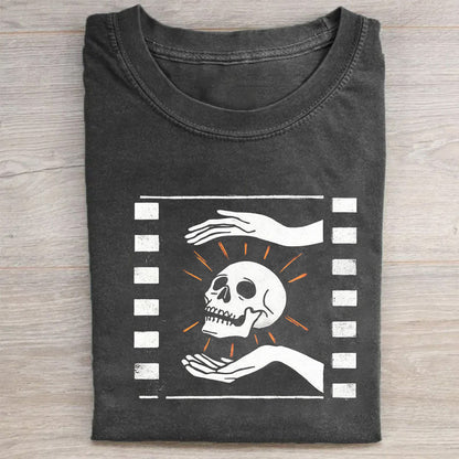 Skull Design Graphic Print Short Sleeve T-Shirt