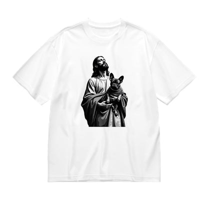 Jesus and Dog Graphic T-Shirt