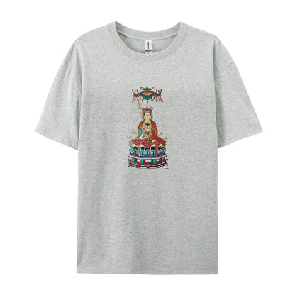 Buddhist Deity Artwork Graphic T-Shirt for Men Women  Spiritual Meditation Clothing  Comfortable Casual Tee  Unique Design Top  White Cotton Shirt