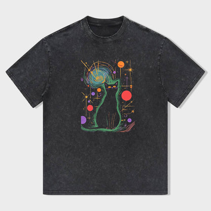 Geometric Cat Design Graphic T-Shirt