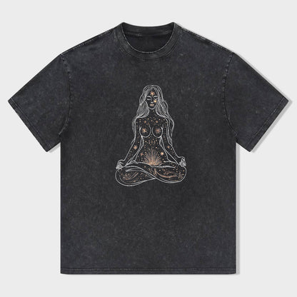 Meditation Goddess Graphic Tee Women's Casual Short Sleeve T-Shirt