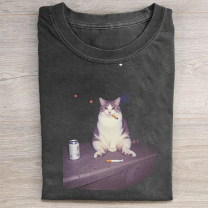 Vintage Cat Graphic T-Shirt