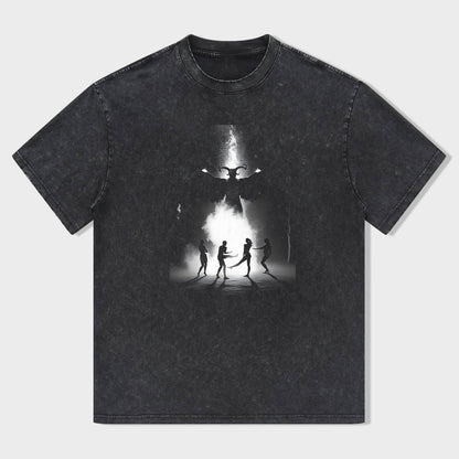 Men's Graphic T-Shirt with Alien UFO and Silhouette Design T-Shirt
