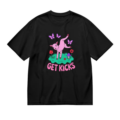 Get Kicks Pink Cat Graphic T-Shirt