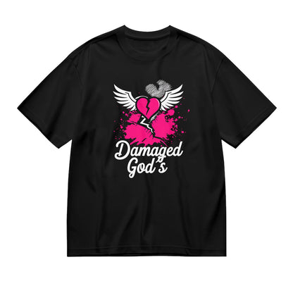 Damaged God's Heart Wings Graphic T-Shirt
