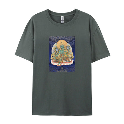 Green Tara Tibetan Buddhist Deity Spiritual Art White T-Shirt