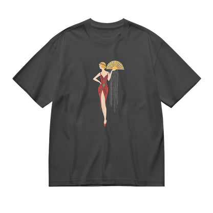 Art Deco Woman with Fan Graphic T-Shirt