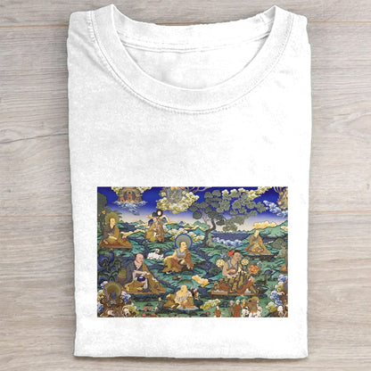 Buddhist Thangka Art Print T-Shirt for Men Women - Traditional Tibetan Buddhism Design Graphic Tee - Comfortable Casual Wear - Unique Spiritual Clothing - Size S-3XL