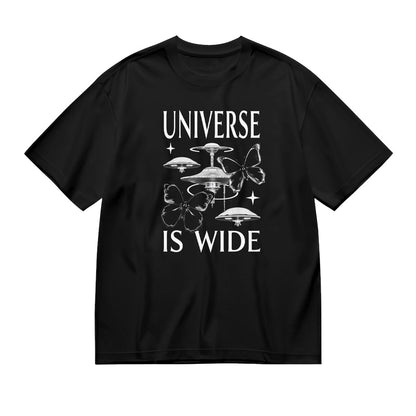 Universe Is Wide UFO Design Black T-Shirt
