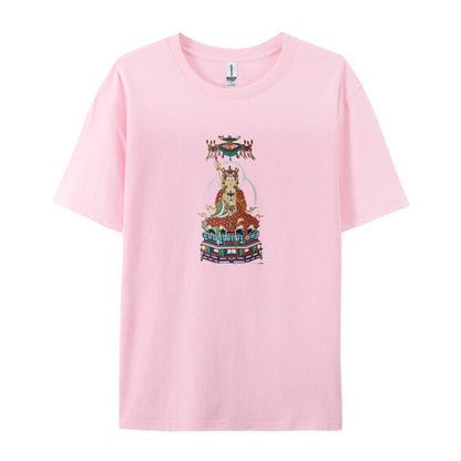 Buddhist Deity Artwork Graphic T-Shirt for Men Women  Spiritual Meditation Clothing  Comfortable Casual Tee  Unique Design Top  White Cotton Shirt