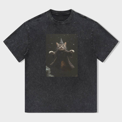 Cute Cat Graphic Print Men's Casual T-Shirt