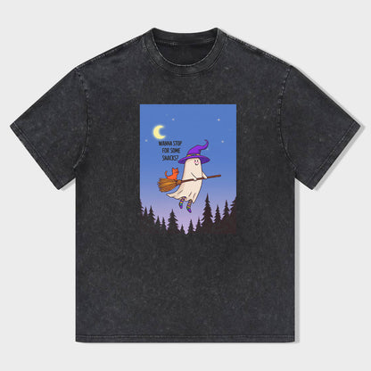 Cute Ghost Witch Graphic T-Shirt
