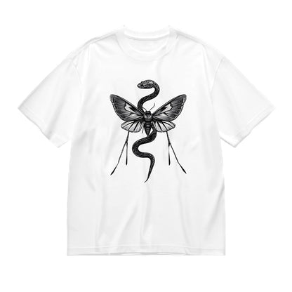 Mystical Snake Moth Graphic Print Men's Casual T-Shirt