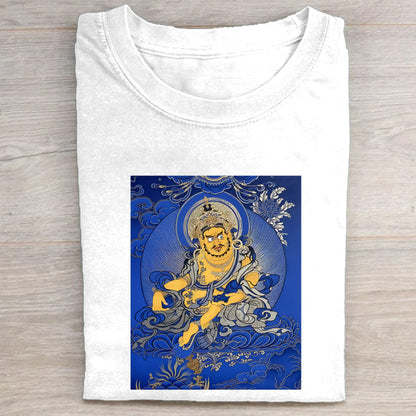 Buddhist Thangka Art T-Shirt  Blue and Gold Buddha Design  Spiritual Meditation Clothing  Unique Graphic Tee for Men Women  Comfortable Cotton Top  Traditional Tibetan Style Apparel